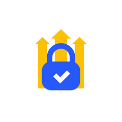 padlock and arrows icon on white