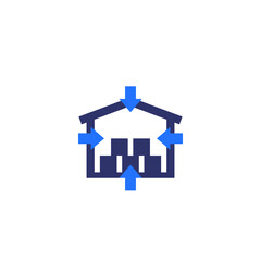warehouse and distribution icon on white