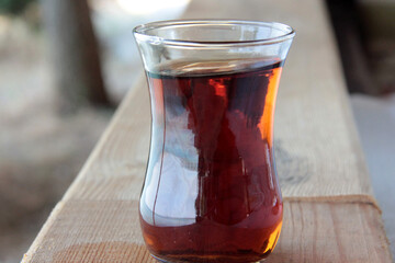 Turkish tea freshly brewed in a tea glass