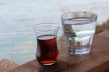 Turkish tea freshly brewed in a tea glass