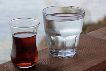 Turkish tea freshly brewed in a tea glass