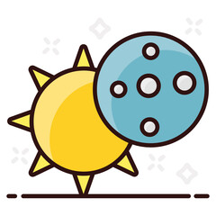 
Celestial body orbiting, vector style of solar eclipse 
