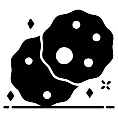 
An icon design of space rocks, trendy vector of planetoid 

