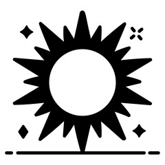 
Shining sun icon in style, planetary system 
