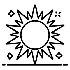 
Shining sun icon in style, planetary system 
