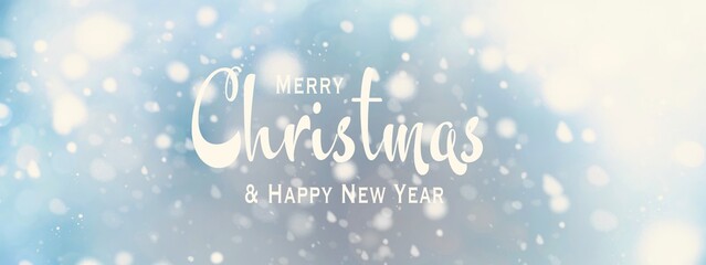 Merry Christmas and Happy New Year - Christmas winter greeting card with beautiful snowflakes on a blue sky -  Background banner