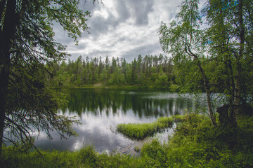 hiking path near a lake in finland