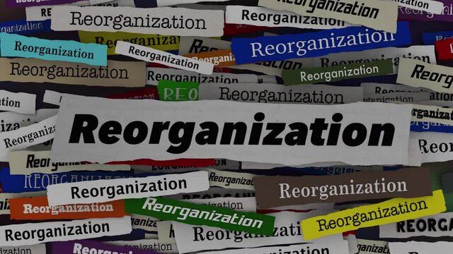 Reorganization New Restructure Change Business Company Disruption Headlines 3d Animation
