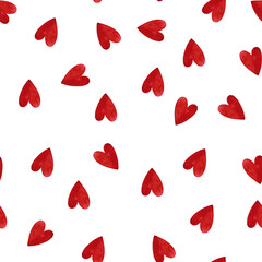 Watercolor hand drawn red hearts
pattern; 
cute Valentine pattern;