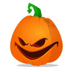 Cartoon  funny  halloween pumpkin head isolated on white background. Vector illustration