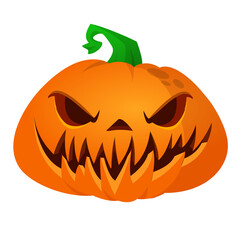 Cartoon  funny  halloween pumpkin head isolated on white background. Vector illustration