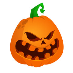 Cartoon  funny  halloween pumpkin head isolated on white background. Vector illustration