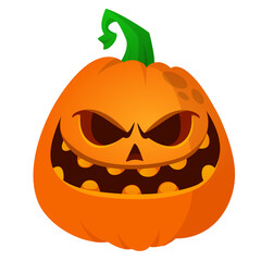 Cartoon  funny  halloween pumpkin head isolated on white background. Vector illustration