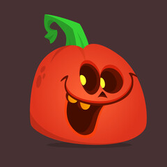 Cartoon  funny  halloween pumpkin head isolated on white background. Vector illustration