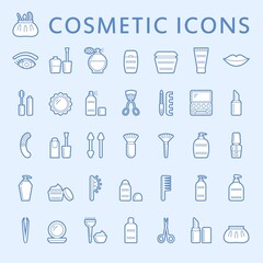 Outline cosmetic icons with fill