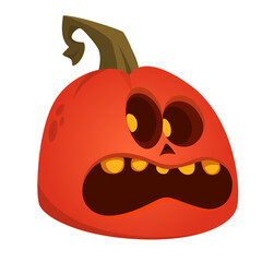 Cartoon  funny  halloween pumpkin head isolated on white background. Vector illustration