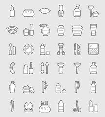 Outline cosmetic icons with fill