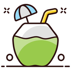 
Smoothie drink icon design, coconut drink in editable style 
