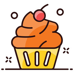 
Cupcake with cherry topping, an icon design of dessert 
