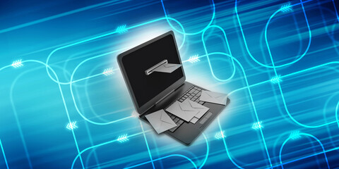 3d rendering laptops with mail envelops
 ,