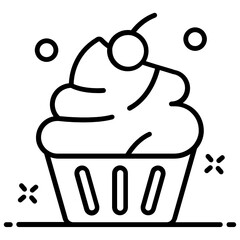 
Cupcake with cherry topping, an icon design of dessert 
