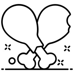 
Chicken pieces, vector icon of drumsticks
