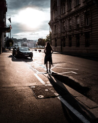 Silhouette of a woman on the street