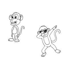 Vector illustration of cartoon monkey. Coloring page.