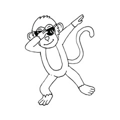 Vector illustration of cartoon monkey. Coloring page.