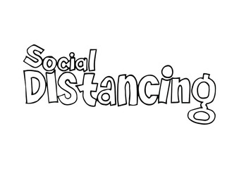 SOCIAL DISTANCING vector typography banner