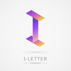 Bright color isometric I letter
