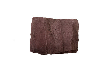 A piece of red sandstone rock isolated on  a white background. 