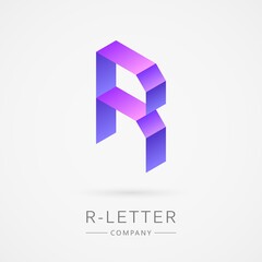 Bright color isometric R letter