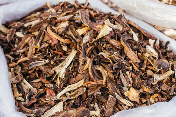 dried white mushrooms In a bag diet dish vegetarian herbal medicine