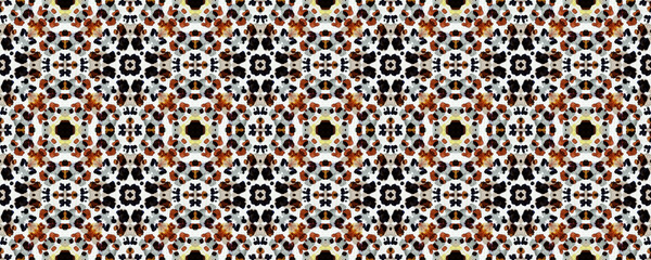 Animal Doodles. Wild Jaguar Backdrop. Watercolor 