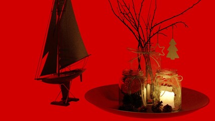 Christmas decoration image , Christmas tree  and candle 