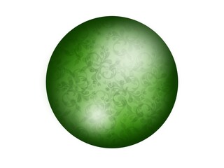 Green ball with clear, glossy and reflection, gradient color and wave pattern inside.  Illustration created on a tablet, use it for graphic design or clip art work.