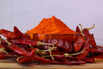 Red Chillies with chilli powder