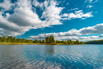 silent forest lake at the end of summer