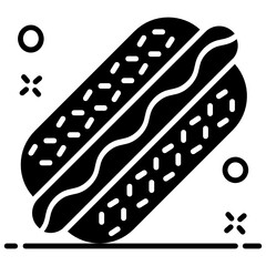 
An icon design of hot dog sandwich in trendy style 
