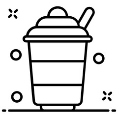 
Iced tea with straw, icon design of takeaway drink 
