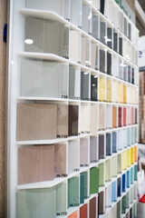 Samples of the color palette of finishing materials for the interior