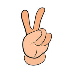 A vector of a hand with a victory gesture