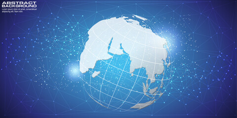 Digital background with World map point global network connection, concept of global business.