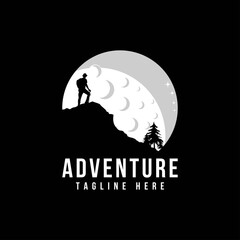 Mountain logo, camping and hiking emblem design, adventure life