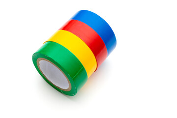 Insulating tape of different colors on a white background. Isolated.