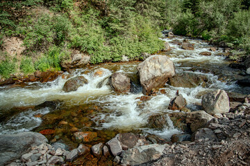 CHIBIT, ALTAI REPUBLIC RUSSIA Chuya river at Altai Mountains