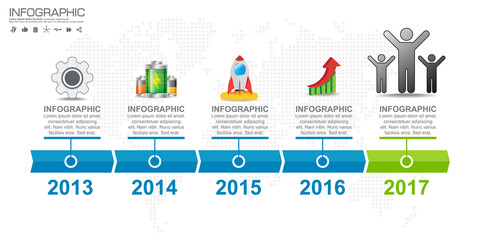 Timeline infographic road map with businessicons designed for template milestone element, modern diagram process chart Vector illustration.