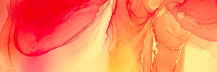 Smoke Texture. Aquarel Backdrop. Liquid Drawing. Red Yellow Smoke Texture. Red Yellow Creative Shape. Modern Effect. Alcohol Ink Composition. Image.