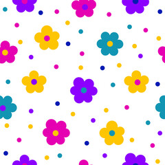 Flowers wrapping paper seamless pattern for use in design. Perfectly  for summer party wallpaper, holiday textile print, kids party card, shop sale advertising, woman dress.